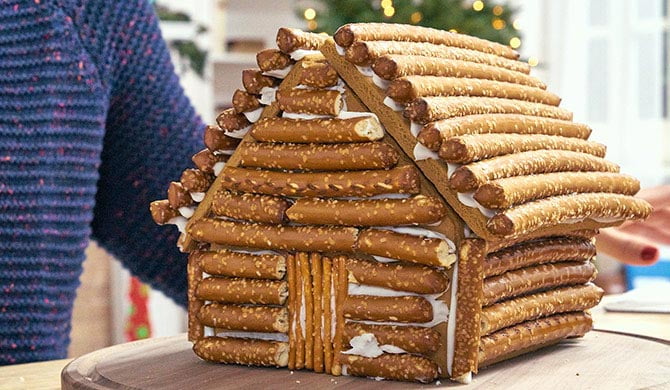 Snowy Log Cabin Gingerbread House Step By Step How To Walmart Com