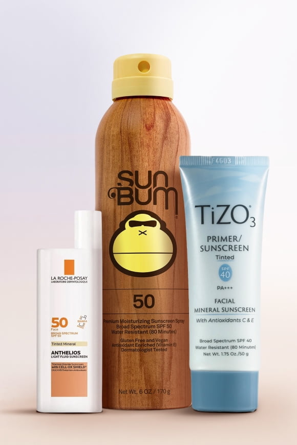 Image of various suncare products is shown.