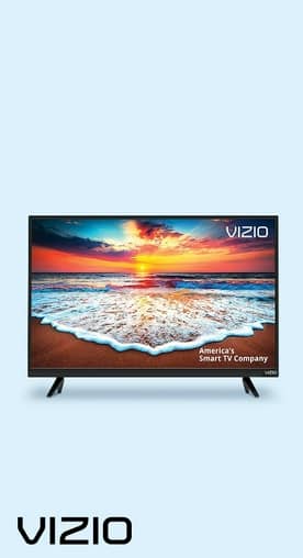 An image of a TV. Text says: VIZIO: performance at a nice price. Shop now.
