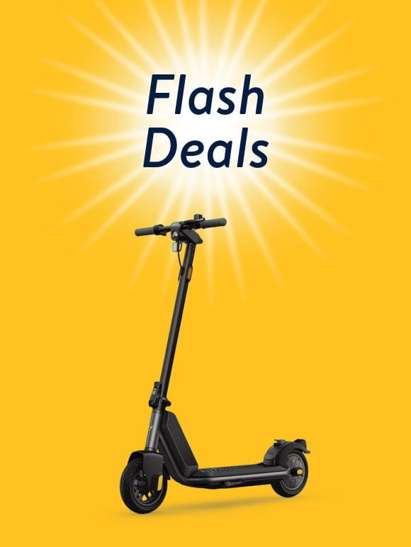 Flash Deals. Foldable electric scooter shown.