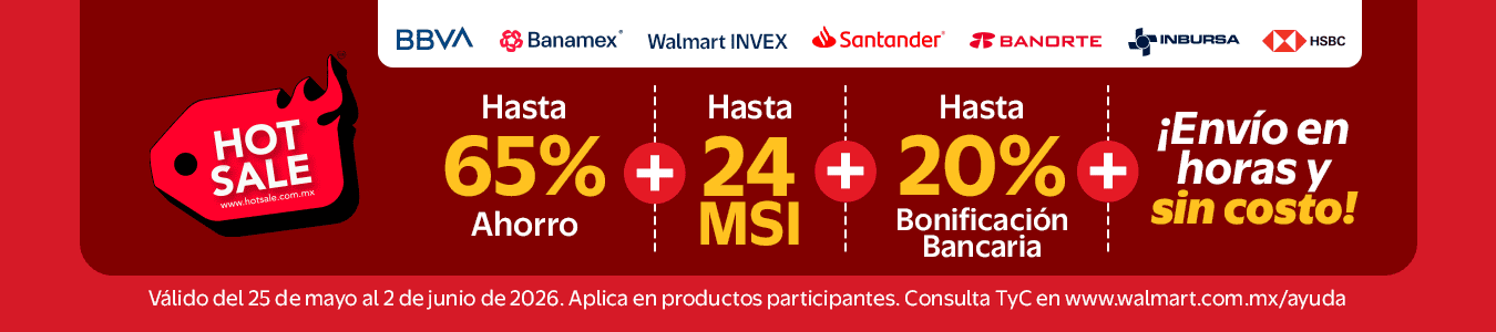65% + 24 MSI + 20% Bonificación Bancaria y Envío Rápido y sin costo
