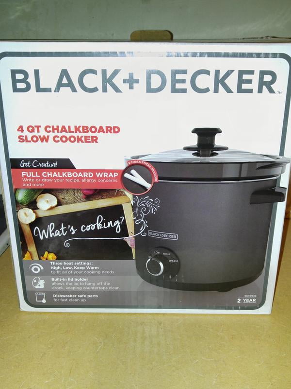 BLACK+DECKER 4-Quart Slow Cooker with Chalkboard Surface, Slate, SC4004D 