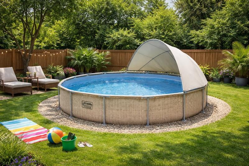 Coleman 10-18 ft Above Ground Outdoor Pool Canopy Sunshade