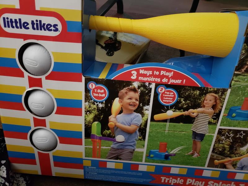 Little Tikes 3 in 1 Triple Splash T Ball Set with Baseball Bat Adjustable Tee and 3 Balls for Starter Sports Walmart