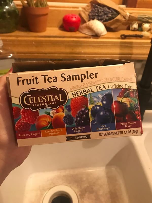 Fruit Tea Sampler Herbal Variety Pack – 18 Caffeine-Free Tea Bags, Peach Flavor, US-Made