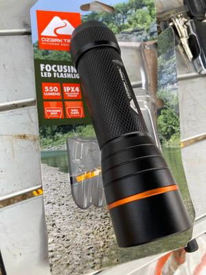 atak 550 rechargeable flashlight Ozark Trail Flashlight 550 Lumens with 4 AAA Batteries, Adjustable Focus,  Aluminum Casing