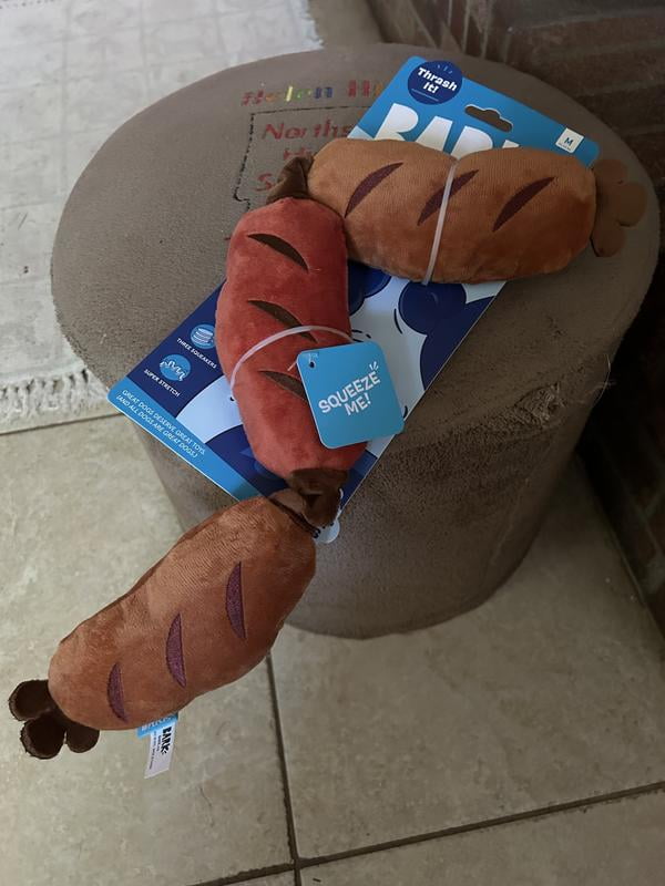 BARK Sausage Lickin' Links Plush Dog Toy, with Whip n Flip