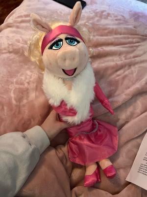 Disney Miss Piggy Plush, Pink Satin Dress, Fur Stole, Muppets