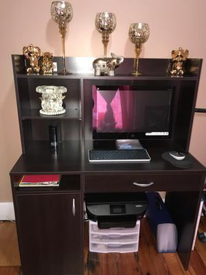 Sauder Beginnings Desk With Drawer And Hutch Cinnamon Cherry