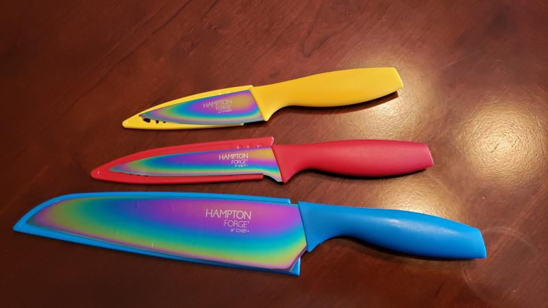 Tomodachi Titanium Rainbow 3 Piece Cutlery Set with Reusable Blade