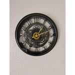 11.5 Inch Industrial Wall Clock With Gear Cutout Design – Oil Rubbed Bronze Finish