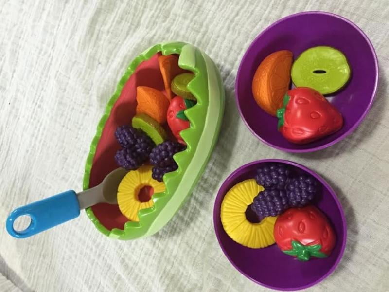 Learning Curve  Exclusive Fruit Salad Prep Board Playset for Kids,  Fruit Salad Puzzle