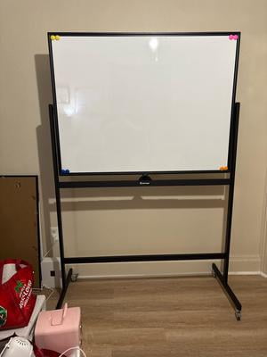 Costway 48x36 Mobile Magnetic Double-Sided Reversible Whiteboard Height Adjust White Cswz5421