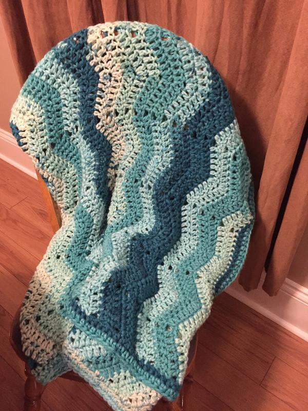 Caron Chunky Cakes! Mystic Chip pillowcase in waffle stitch. So