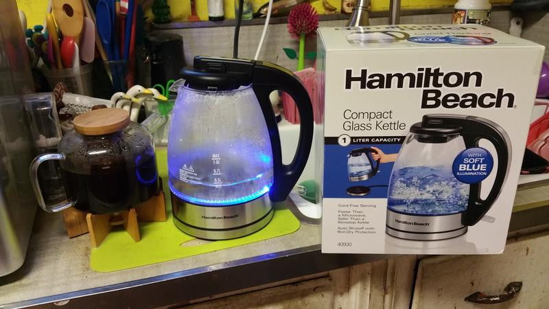 Hamilton Beach Compact Glass Kettle 1 Liter Stainless Accents Model 40930 Walmart Com Walmart Com