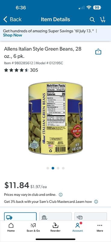 Allen's Italian Green Beans, 28-Ounce (Pack of 6