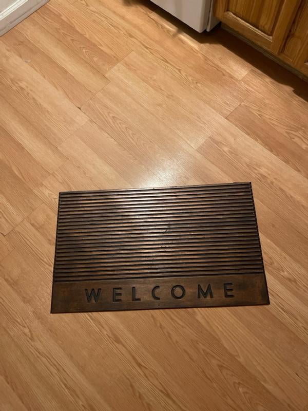 Mainstays Welcome Copper Rubber Wood Slat Outdoor Doormat, 18