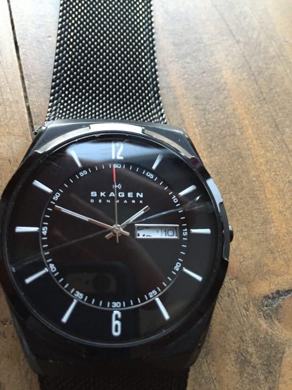 Melbye Titanium and Black (SKW6006) Day-Date Steel-Mesh Watch
