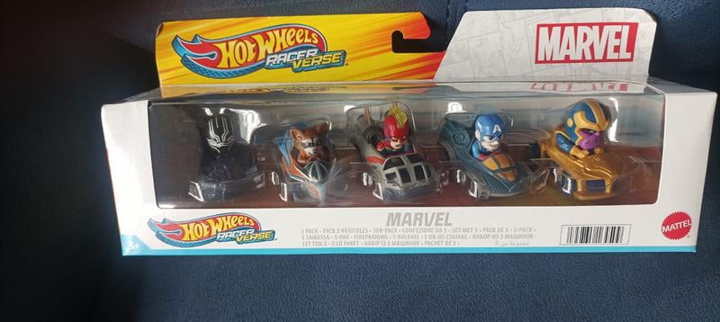 Lot De 5 Voitures Hot Wheels RacerVerse Marvel - Avec Figurines Pilotes Marvel - Neuf