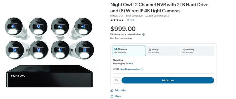 Night Owl NVR-BTN8-8 Videoregistratore Di Rete 2TB – 8 Canali – USATO *SOLO USO LOCALE*