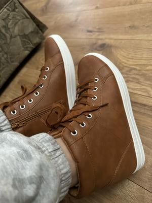 Instant Lace up Wedge Sneakers in Tan - Walmart.com