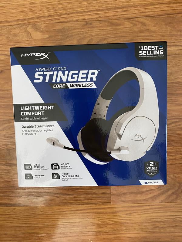  HyperX HHSS1C-KB-WT/G Cloud Stinger Core – Wireless Gaming  Headset, for PS4, PS5, PC, Lightweight, Durable Steel Sliders,  Noise-Cancelling Microphone - White : Everything Else