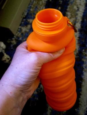 Ozark Trail 16 Ounce Collapsible Silicone Water Bottle with Carabiner Orange