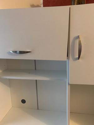 Inval 4 Door Laminate Microwave Kitchen Cabinet Laricina White Walmart Com Walmart Com