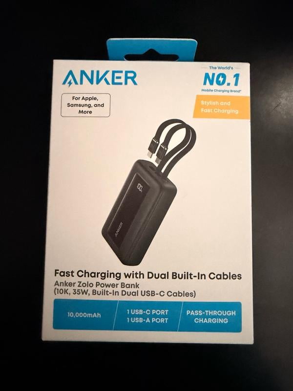 Anker Power Bank (10,000mAh, 35W, Dual Built-in USB-C Cables