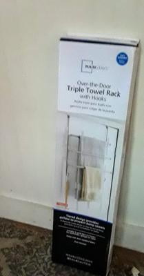 Mainstays over the Door Triple Towel Rack With 2 Hooks Bathroom Hanging Organizers Polished Chrome Count 1 Walmart