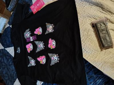 Kuromi and My Melody Women's Graphic Tee with Short Sleeves, Sizes