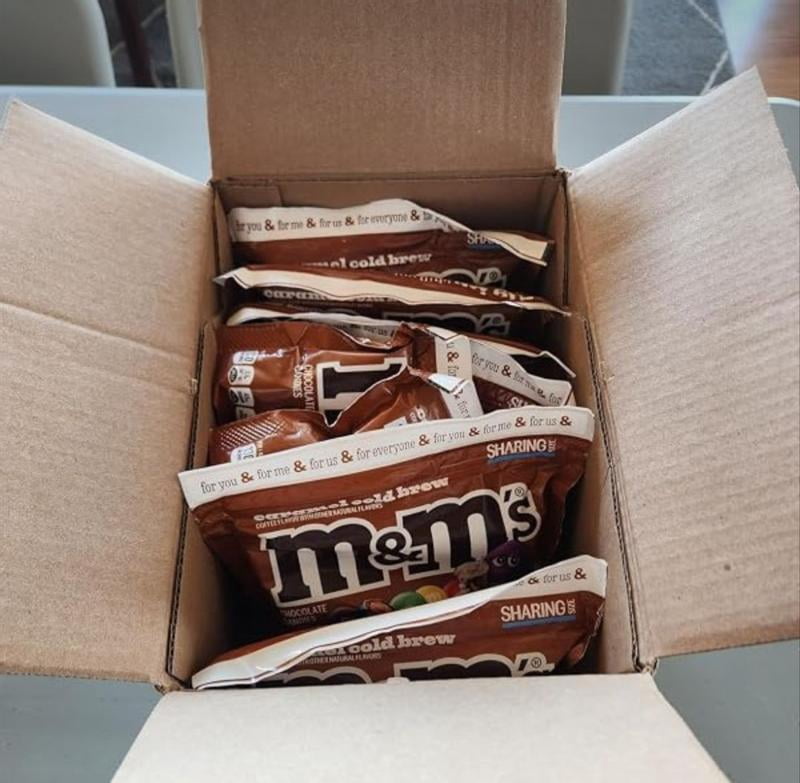 4 pack) M&M'S Caramel Cold Brew Chocolate Candy, Sharing Size