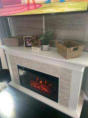 Candore Heights Faux Stone Electric Fireplace White Walmart Com Walmart Com