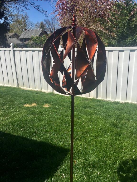 Copper Plow & Hearth 54472COP Harlequin Ball Wind Sculpture 