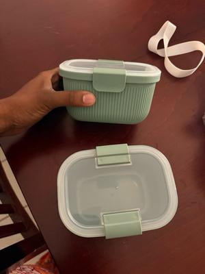 Mainstays Plastic Bento Snack Container, Rectangular, Green, 19 oz