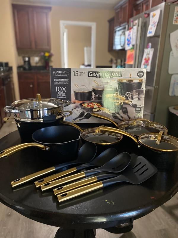 PekGema 14-Piece Ceramic Cookware Set - Nonstick Pots And Pans, PFAS/PTFE/PFOA-Free, Induction Compatible, Black