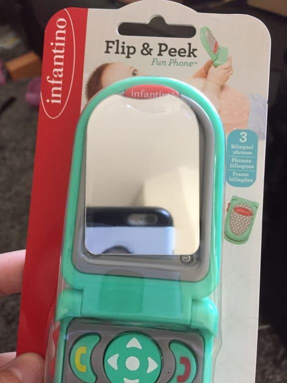 Infantino Flip & Peek Fun Learning Phone, Baby Early Development Toy, 3-12  Months, Teal 