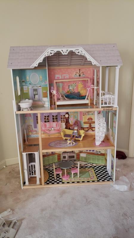 Tall Stairs KidKraft Dollhouse, Accessories 4 Kaylee with Elevator, 10 Almost Feet and Wooden