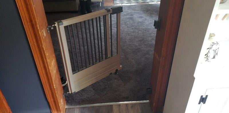 homesafe rustic home top of stairs gate in dark wood