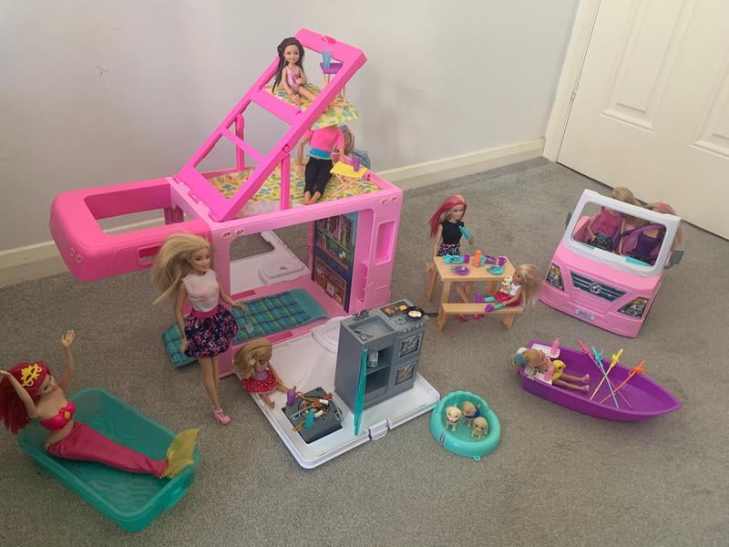 Barbie DreamCamper 3-in-1 Playset: Vehicle, Camping RV with Pool, 50  Accessories - Walmart.com