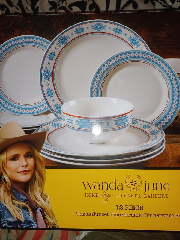 Wanda June Home Texas Sunset 12-Piece Decorated Fine Ceramic