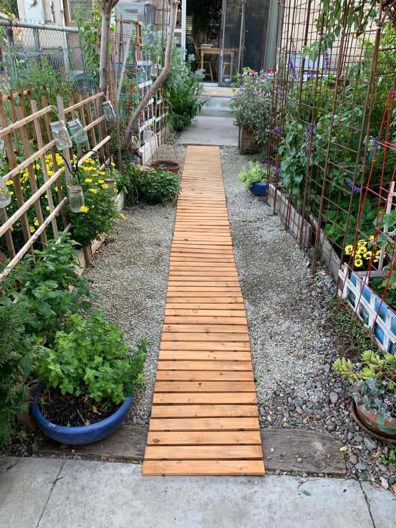 i frmmy PS Wood Outdoor Straight Pathway for Garden Walkway Shower Floor Mat