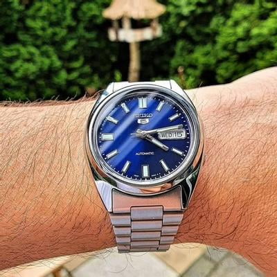 Seiko Automatic Watch, Blue Dial, Stainless Steel Case, 37 mm