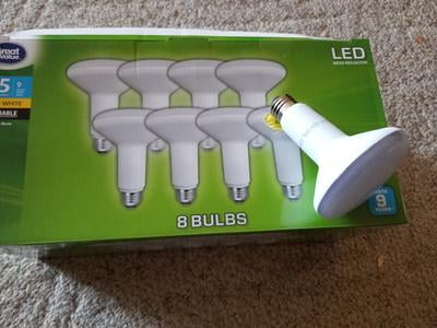 Great Value LED Light Bulb 9 Watts 65W Equivalent BR30 Floodlight Lamp E26 Medium Base Non dimmable Soft White 4 Pack Walmart