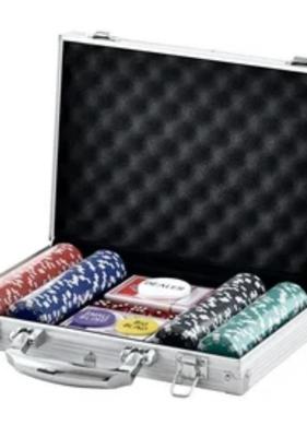 KFFKFF 300-Piece Poker Chip Set with Aluminum Case Cards 11.5 Gram