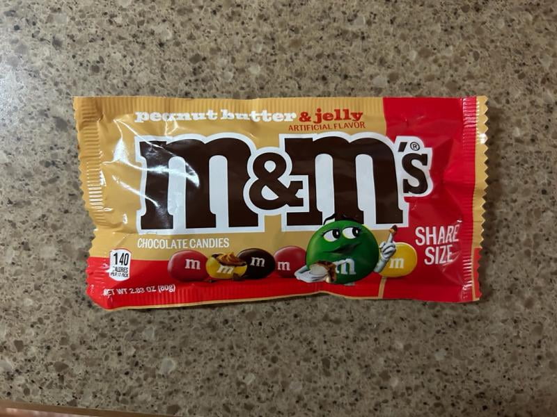 M&M'S, Candy, 1.63 oz Peanut Butter & Jelly Pack, Chocolate Coated