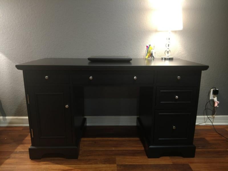 Home Style 5531 18 Bedford Pedestal Desk Black Walmart Com
