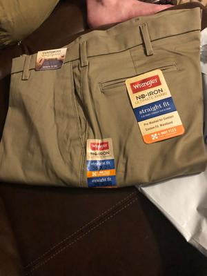 wrangler no iron ultimate khaki straight fit
