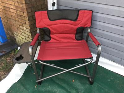 Ozark Trail XXL Folding Padded Director Chair with Side Table Red