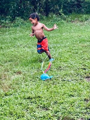 Play Day Whale Sprinkler with 6 Colorful Water Tubes, 15-30 ft